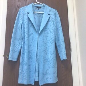 Ming Wang Sky Blue Patterned Women's long blazer cardigan, sz S